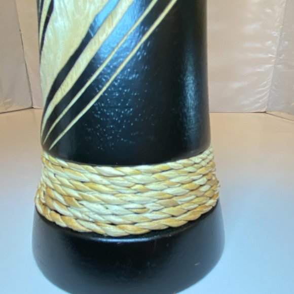 Tall Carved Mango Tree Wood Vase Dark Expresso Color - Picture 3 of 7
